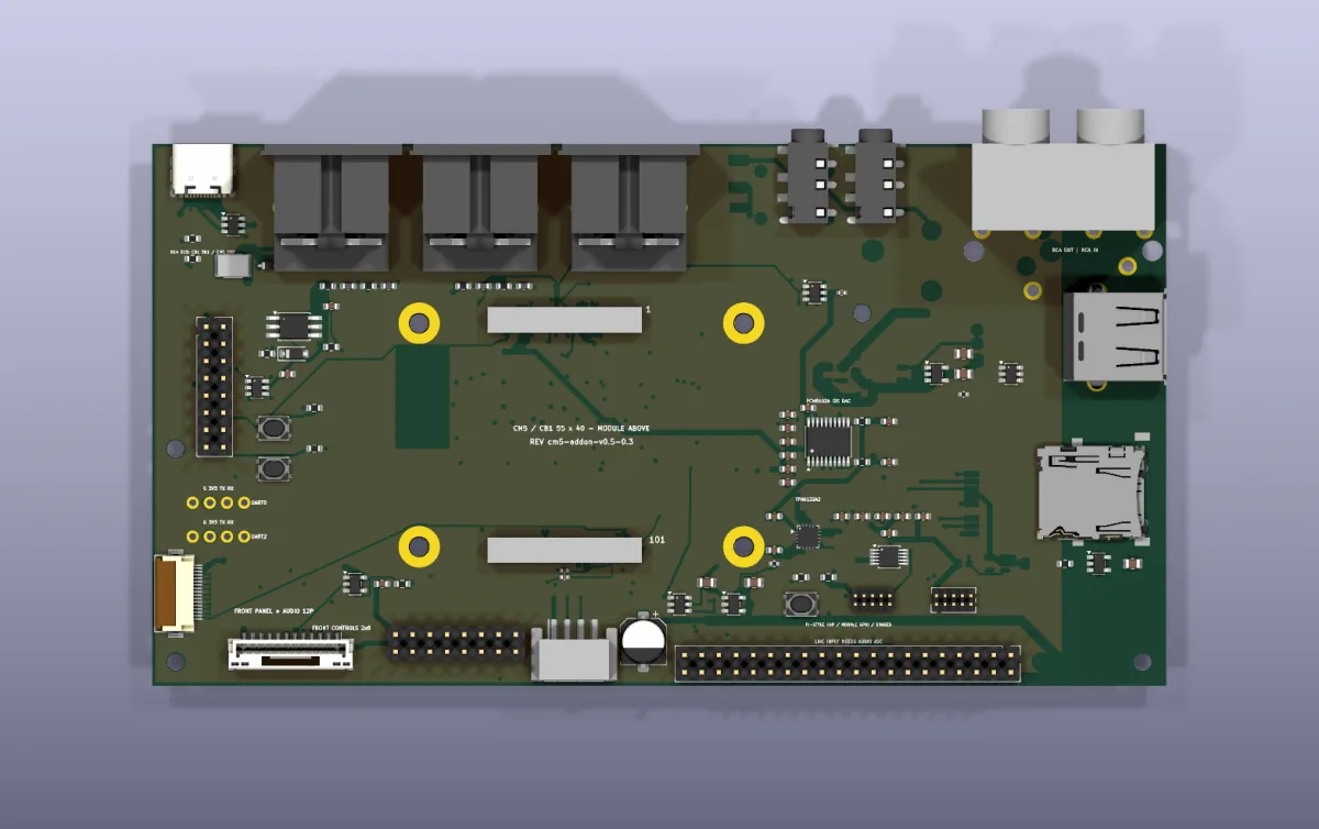 Top render of the CM5 add-on carrier board