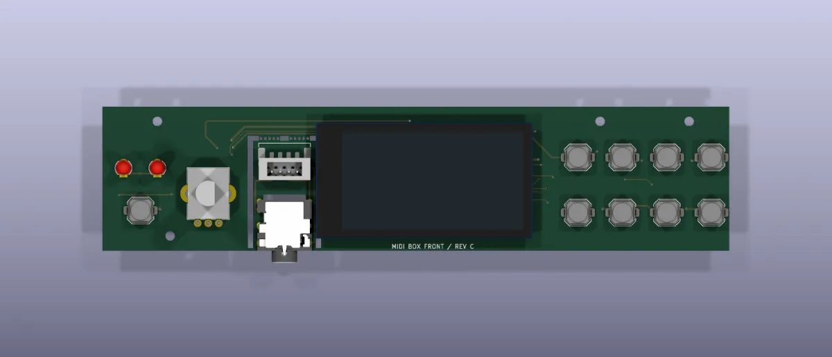 Top render of the front panel rev C board