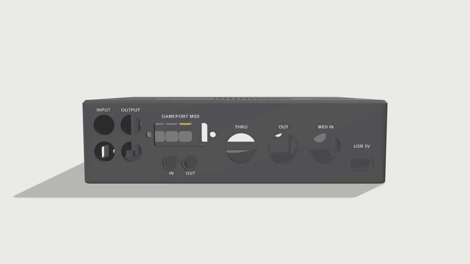 Rear panel of the RetroMIDI 55 with MIDI and audio ports