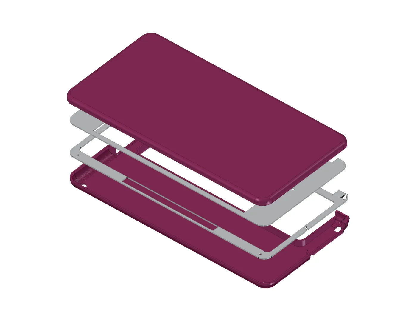 Exploded render of the reconstructed VAIO P shell