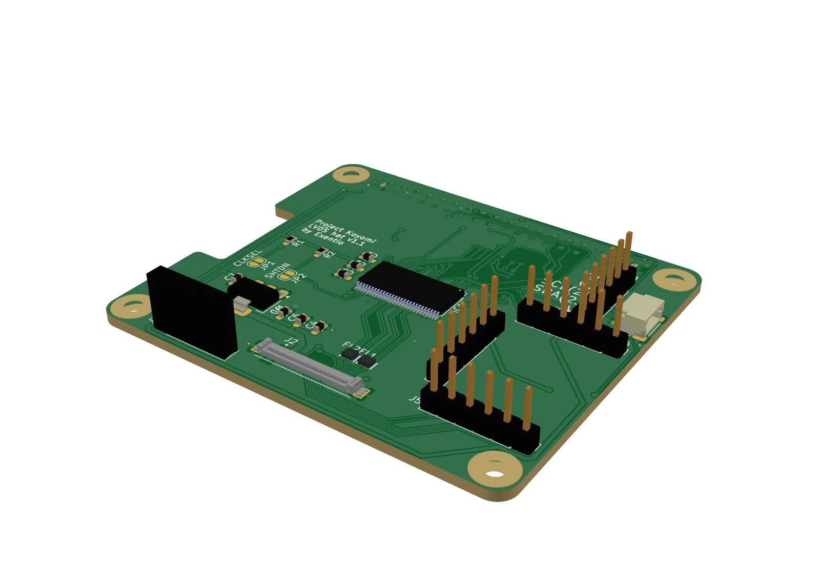 Koyomi LVDS hat, angled pcb23d render